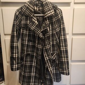 Forever 21 XXI Black Wool Blend Double Breated Coat, Small